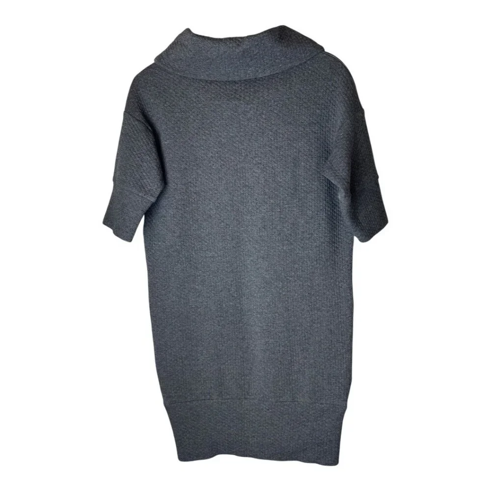 Lacoste Dress Women XS Gray Quilted Cowl Neck Marcassin‎ Sweatshirt Mini Preppy